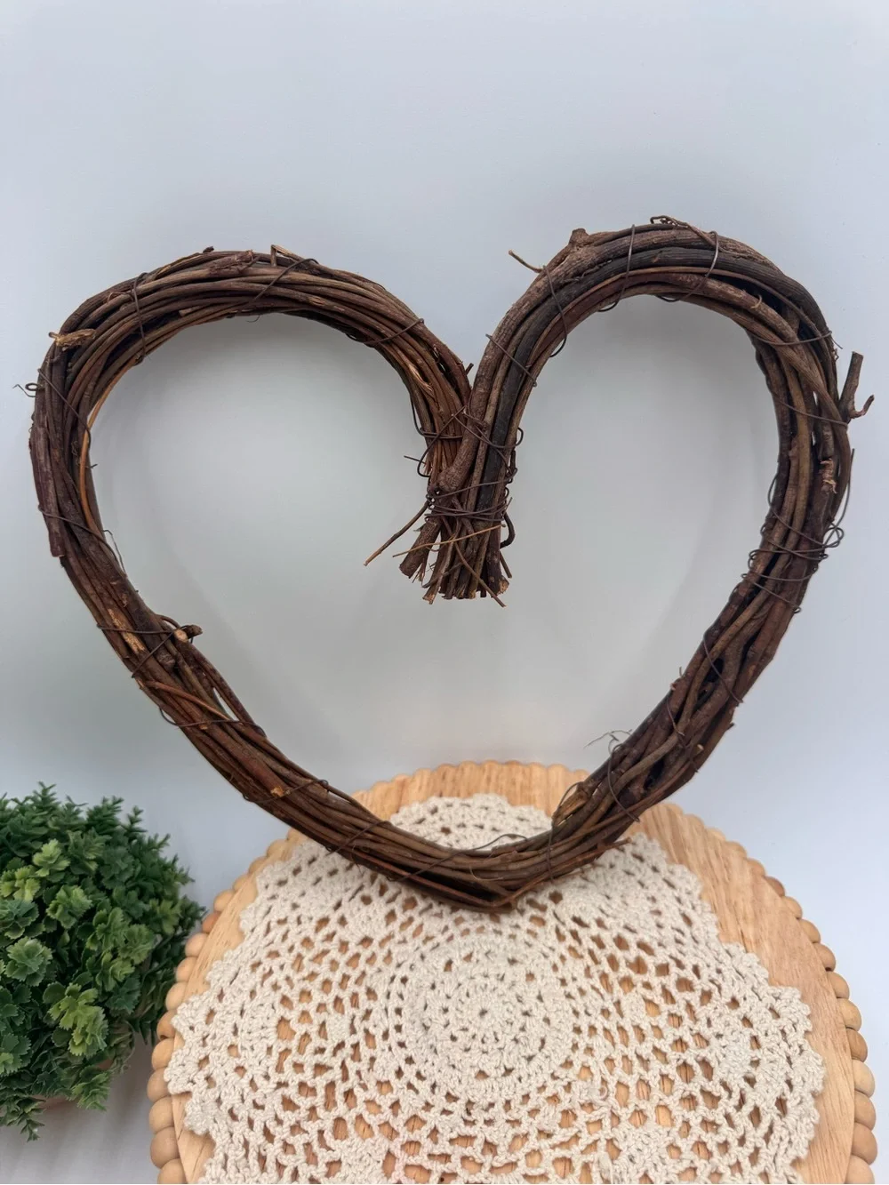 Rustic Heart Vine Wreath - Brown Home Wall Decor Display Shelf Accent